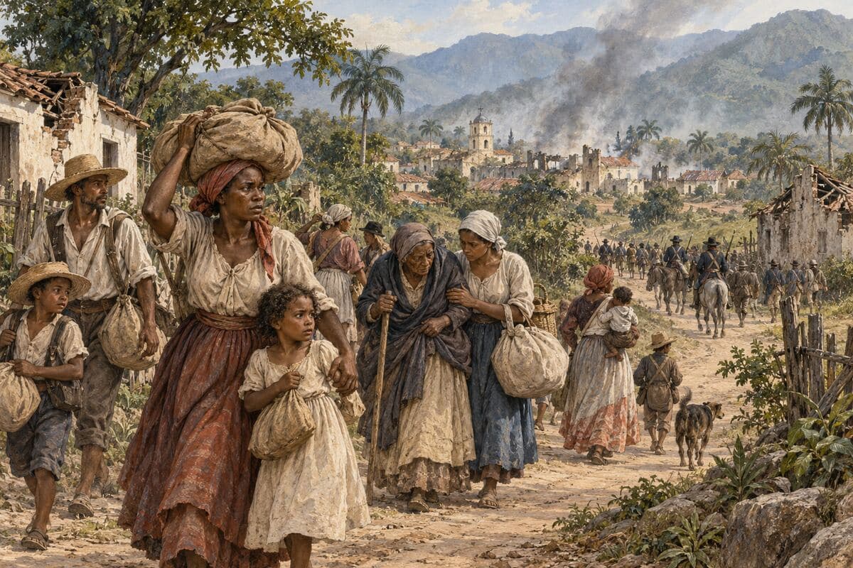 Interpretación editorial de comunidades desplazadas durante la retirada de la expedición de 1805