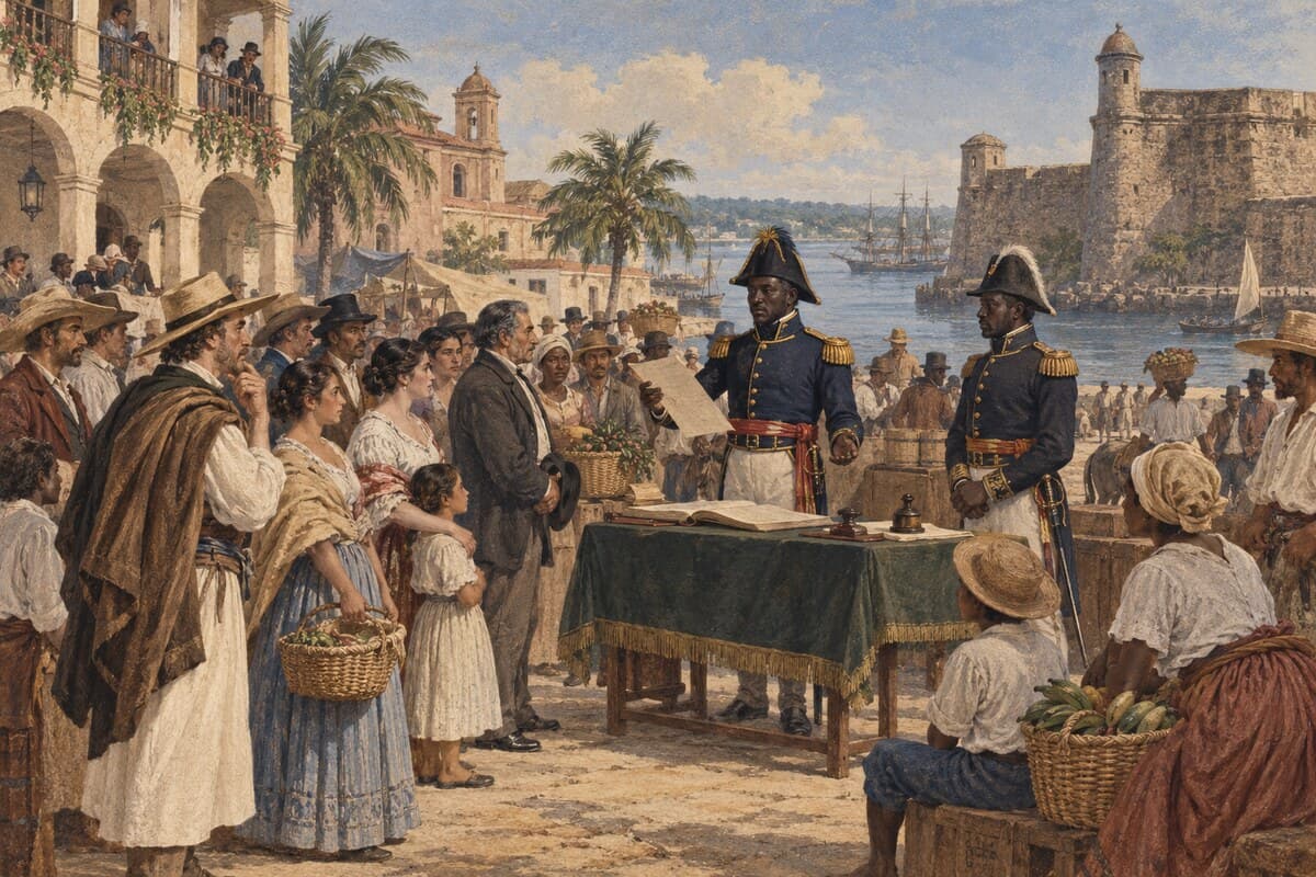 Interpretación editorial de autoridades haitianas y habitantes de Santo Domingo durante el cambio de gobierno de 1822