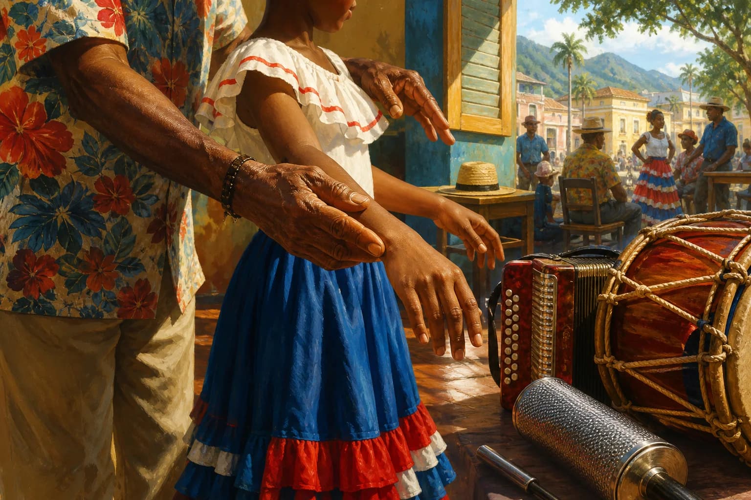 Escena editorial sobre el merengue dominicano
